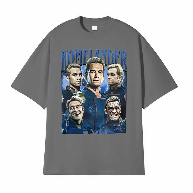 2025 نموذج جديد هوملاندر خمر الجرافيك تي شيرت ملابس للرجال Harajuku القوطية الكلاسيكية بلايز للجنسين عادية القطن المتضخم