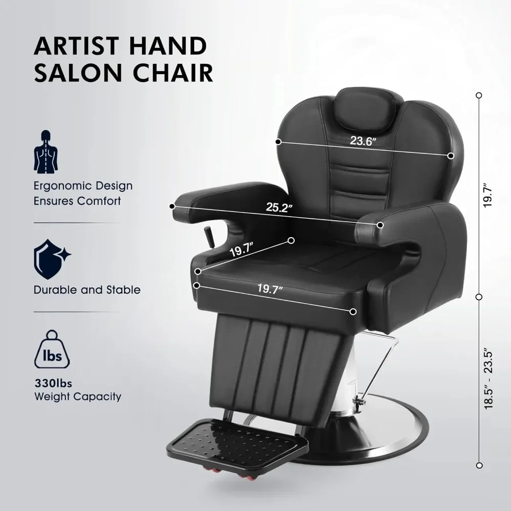 Barber Chair Heavy Duty Salon Chair with Hydraulic Pump, Adjustable Reclining Backrest, Ergonomic DesignZL