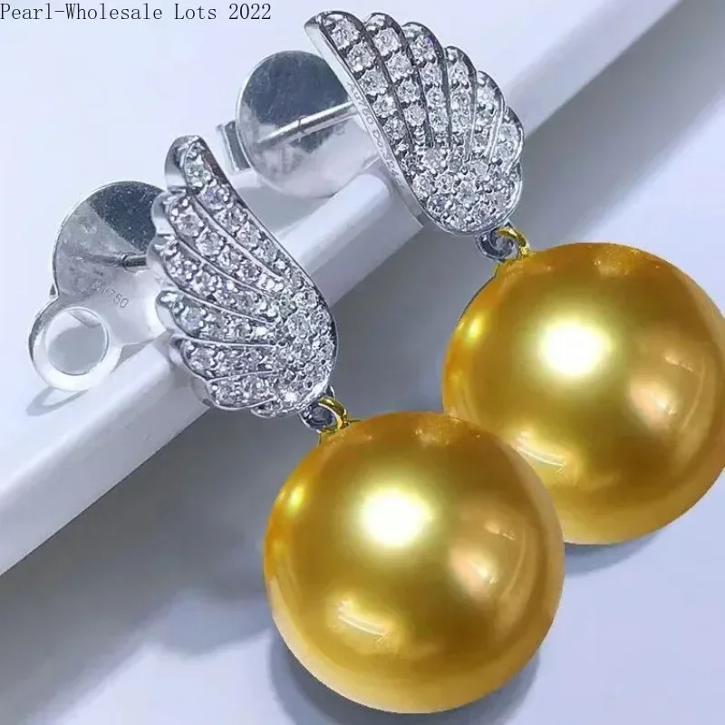 

Натуральные золотые круглые серьги с жемчугом диаметром 12–13 мм, пара, свадебный подарок, элегантные украшения с крючком