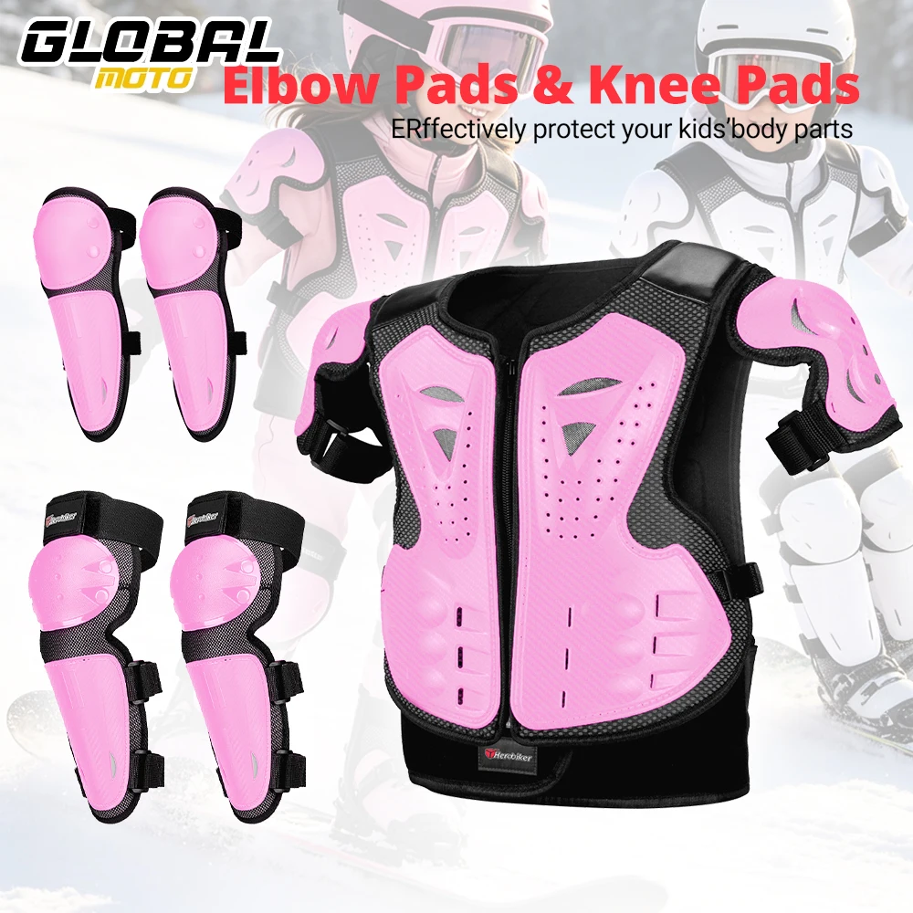 Children's Motorcycle Armor Vest Elbow Knee Pads Motocross Full Body Armor Anti-Fall Motorbike Riding Equipment Back Protection