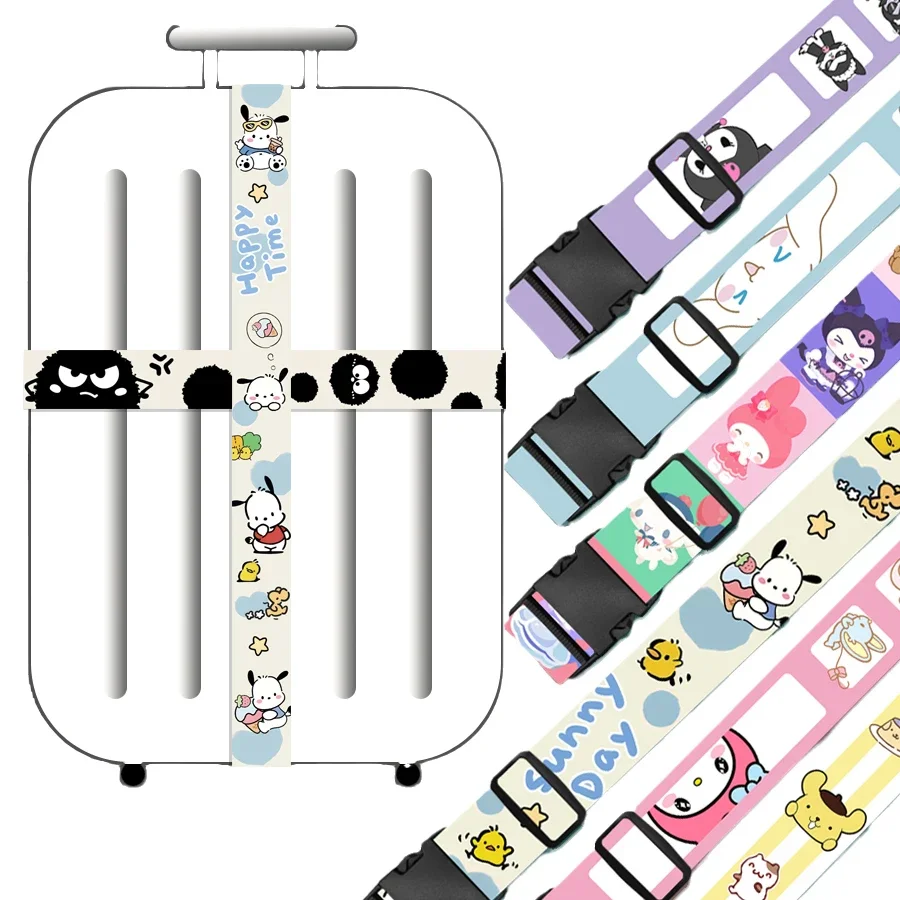 Sanrio Cinnamoroll Adjustable Luggage One Word Packing Luggage Belt Cartoon Kuromi Mymelody Travel Luggage Strap Bundling Belt