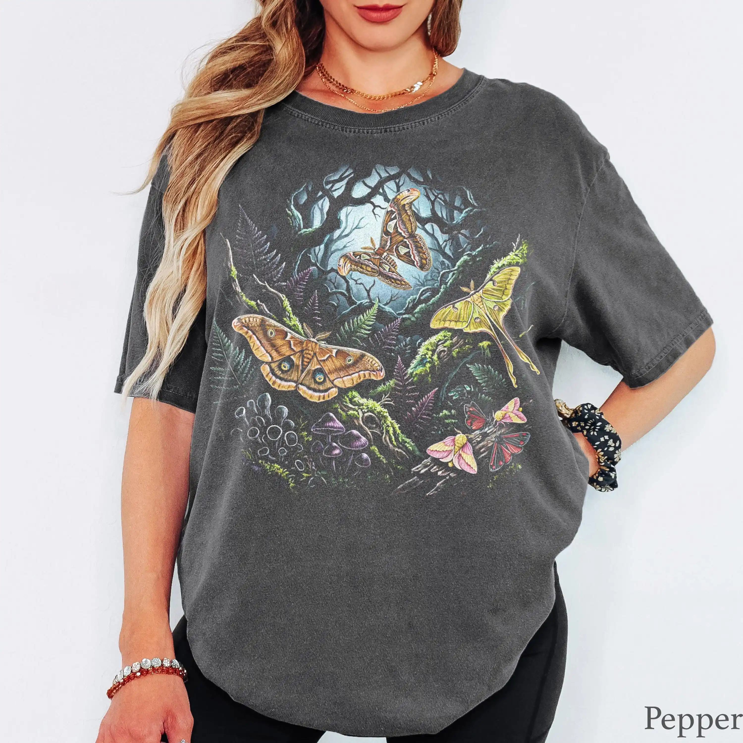 90s Moths Habitat T-Shirt Unisex Graphic Tee - Vintage Cottage Core Shirt  Woodland Entomology Shirt  Insects Top