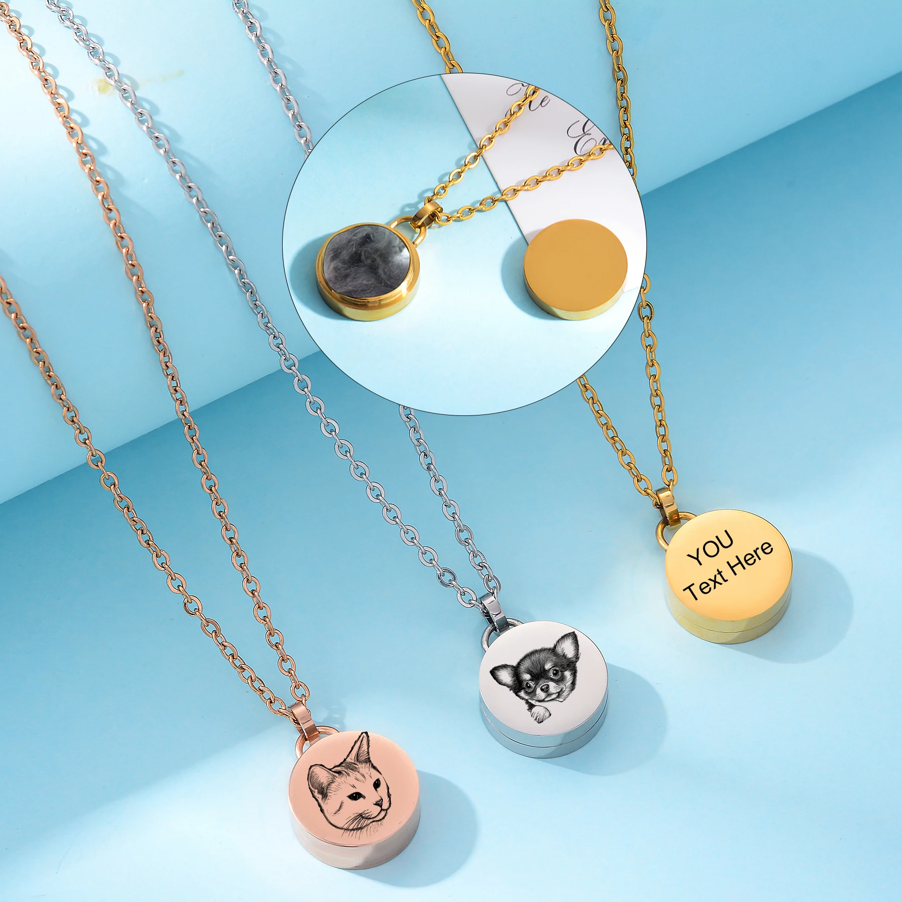 

Personalized Pet Ashes Necklace Custom Dog Memorial Pendant Cremation Jewelry Pet Loss Gift Custom Photo & Name Necklace