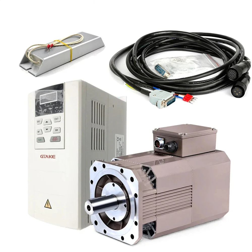 3.7KW High Speed 8000/12000rpm 5HP 23.3Nm AC Servo Spindle Motor Drive Kits 178mm 3PH 380V Constant Power for CNC Lathe Milling