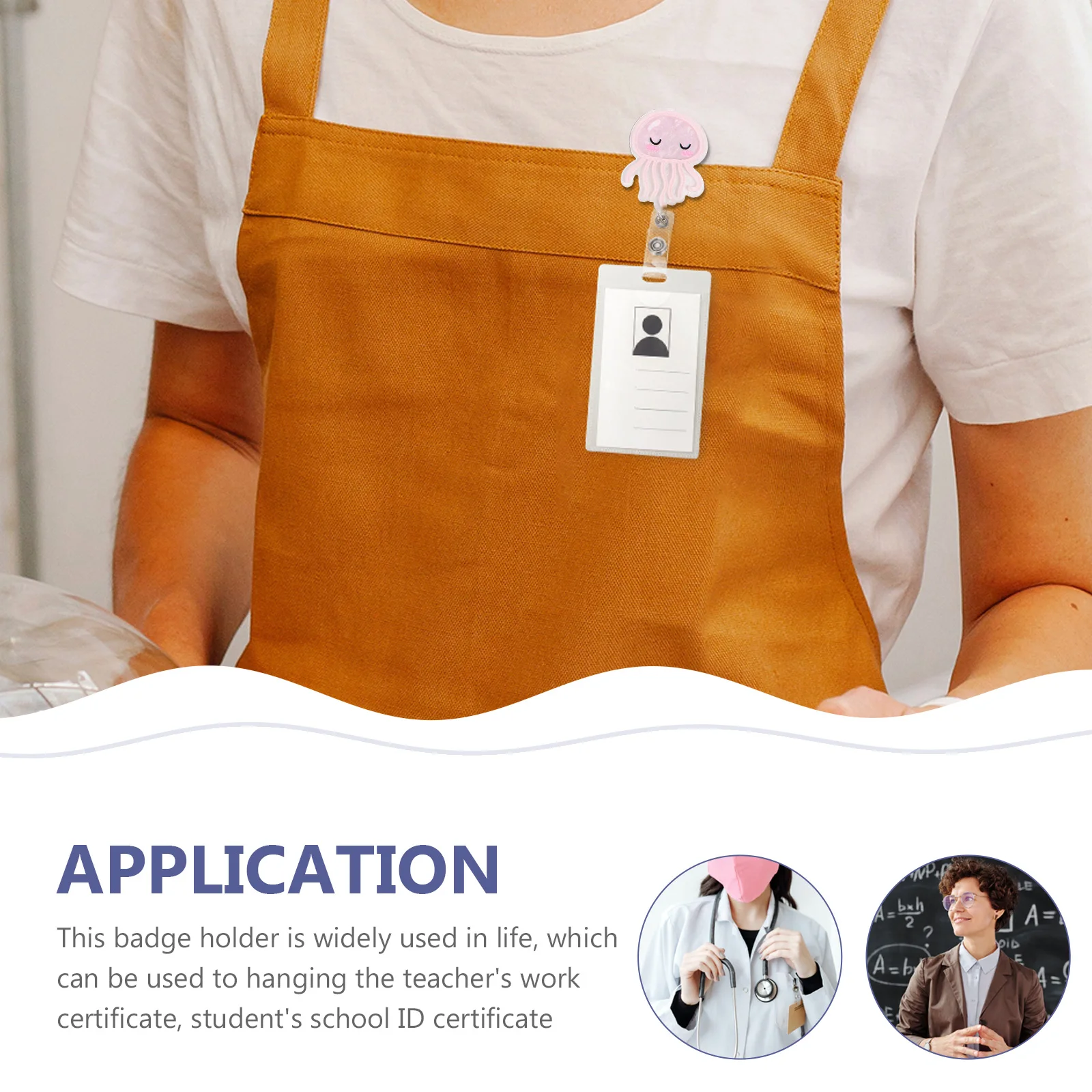 

Jellyfish Reel Retractable Badge Card Holder Keychain For Nurses Medical Workers Office Staff Students Rotating Name Tag