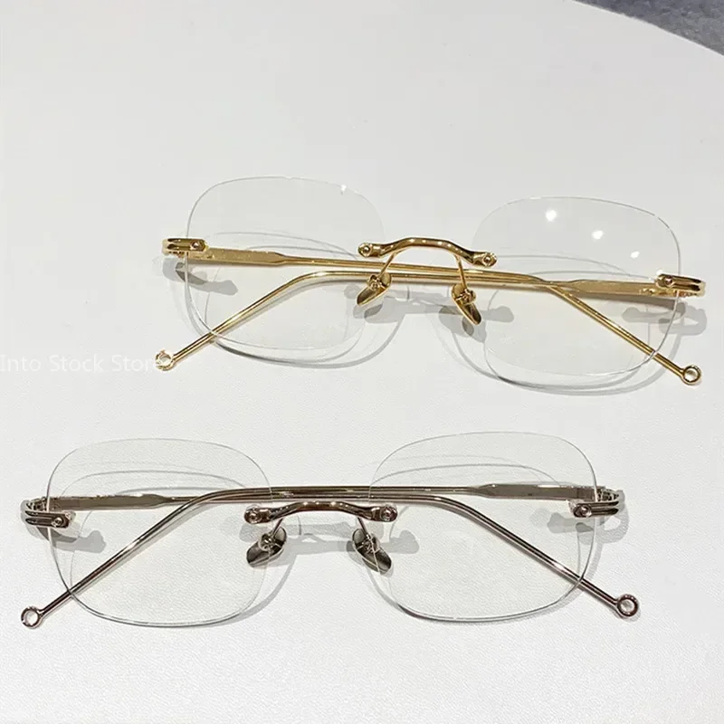 Unisex Fashion  Anti Blue Light Glasses Clear Glasses Computer Glasses YIBO Style Rimless Eyeglasses Plain Eyewear Face Decor