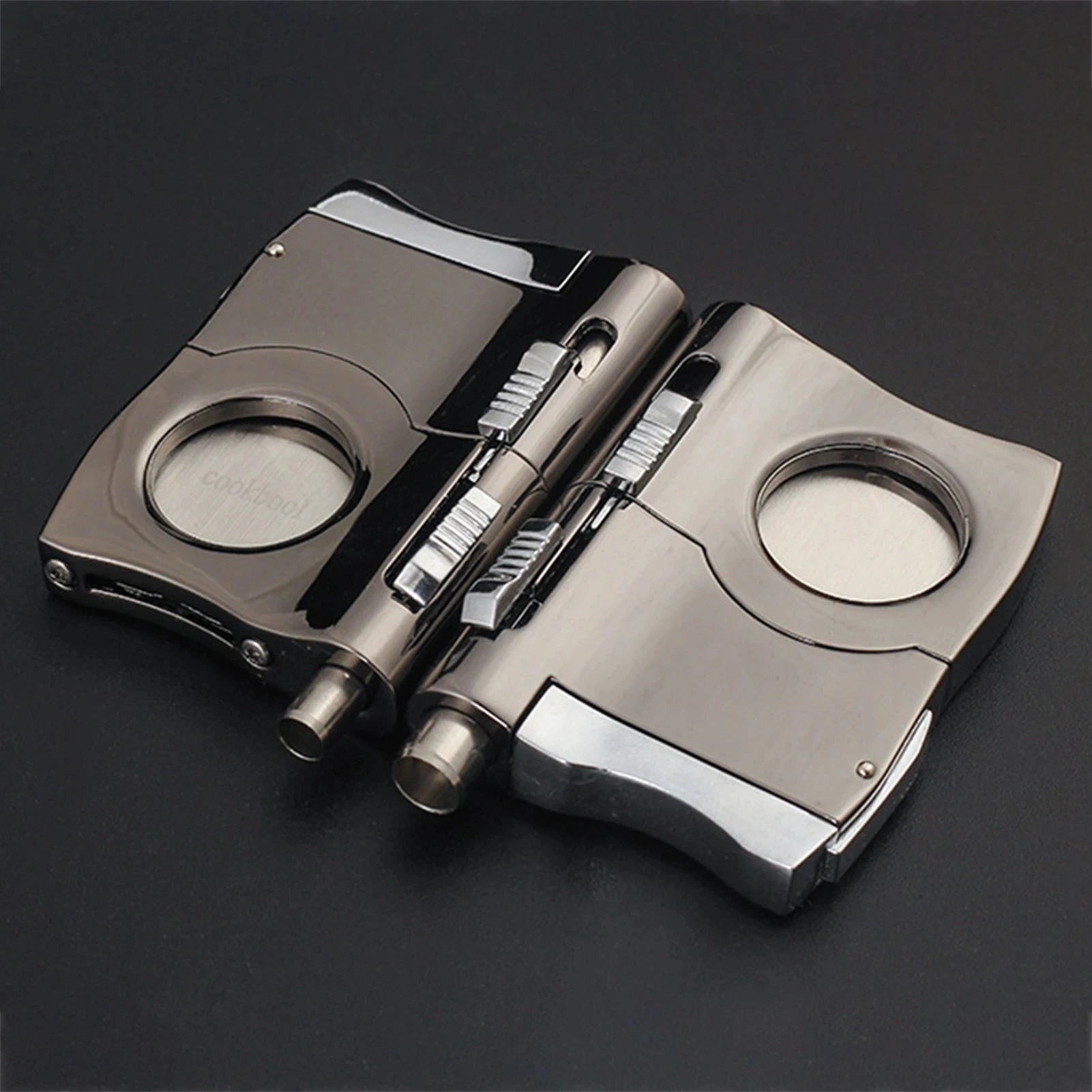 Cigar V Cutter Blade with 2 Cigars, Stainless Steel Punches, V-Shaped Cigars Punch Cutter, Guillotine, Gift for Men