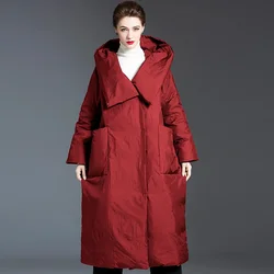 Winter New Coats Women Fashion Down Jacket Women's Clothing Thicken Parkas Loose Long White Duck Down Hooded Coat Warm Outwear