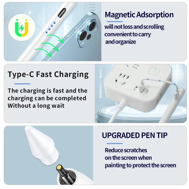 Stylus For Apple Pencil Palm Rejection, Touch Pen For iPad 10 11th 9 8 Mini 5 2018 to 2025, with a Quick 30-Minute Charging Time