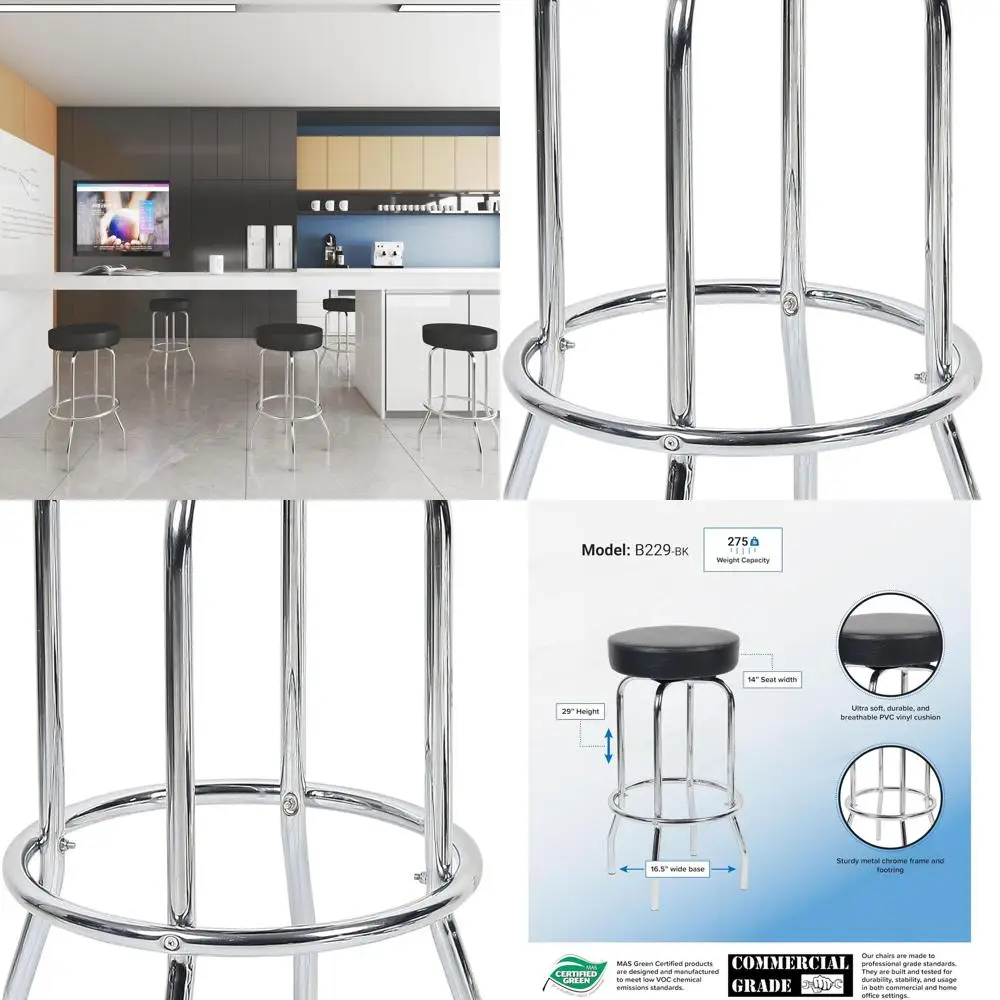

Office Products Chrome Bar Stool in Black