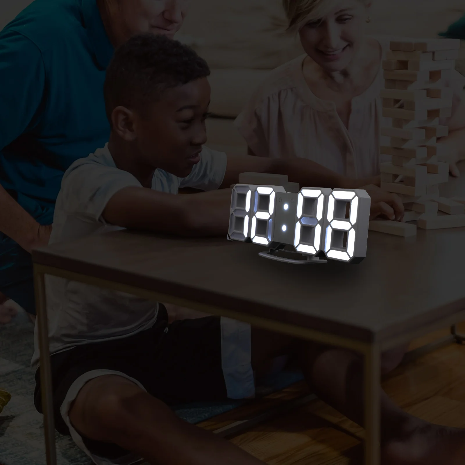 

1set 1 Set 3D Led Wall Clock Large Hd Digital Display Mute Silent For Living Room Bedroom Home Decor Wall Hanging Clock