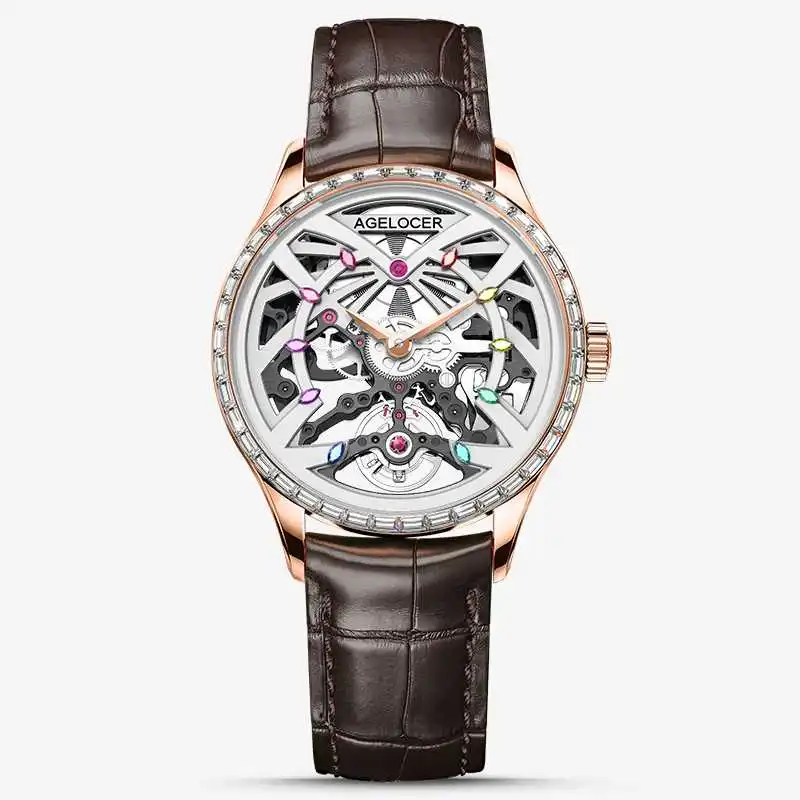 AGELOCER orologio da corsa originale da uomo quadrato luminoso automatico orologio meccanico regalo di compleanno per uomo
