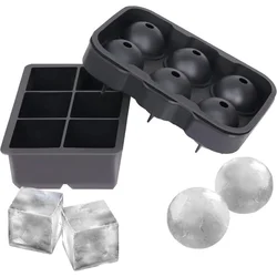 1 or 2 pcs Ice Cube Trays Silicone Sphere Whiskey Ice Ball Maker with Lids Large Square Ice Cube Molds for Cocktails Bourbon