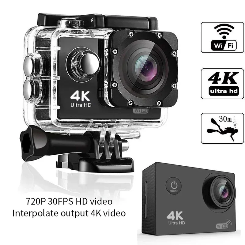 Sports Camera Wifi Mini Camera Outdoor Waterproof Camera 720P 30FPS Interpolate 4K Action