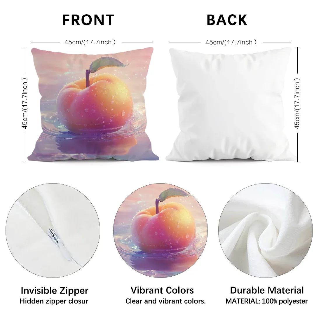 1 Pc Fruit Cushion Cover Lemon Orange Strawberry Grape Apple Decor Pillow Cover For Home Living Room Bedroom Sofa Office