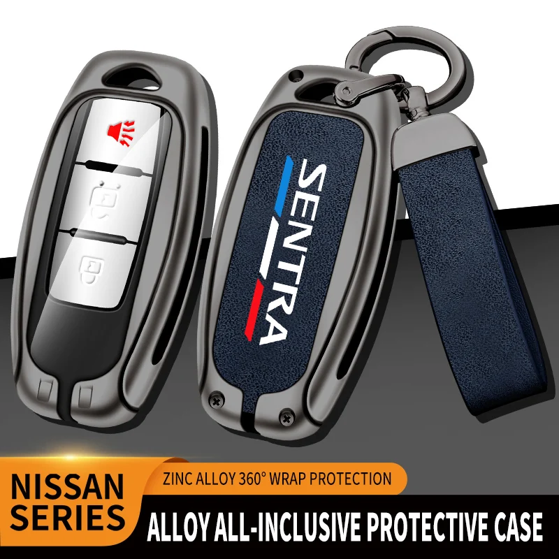 Car TPU Zinc Alloy Key Case Bag For Nissan Sentra 2013-2020 Car Key Chain Car Metal Key Shell Interior Decoration Accessories