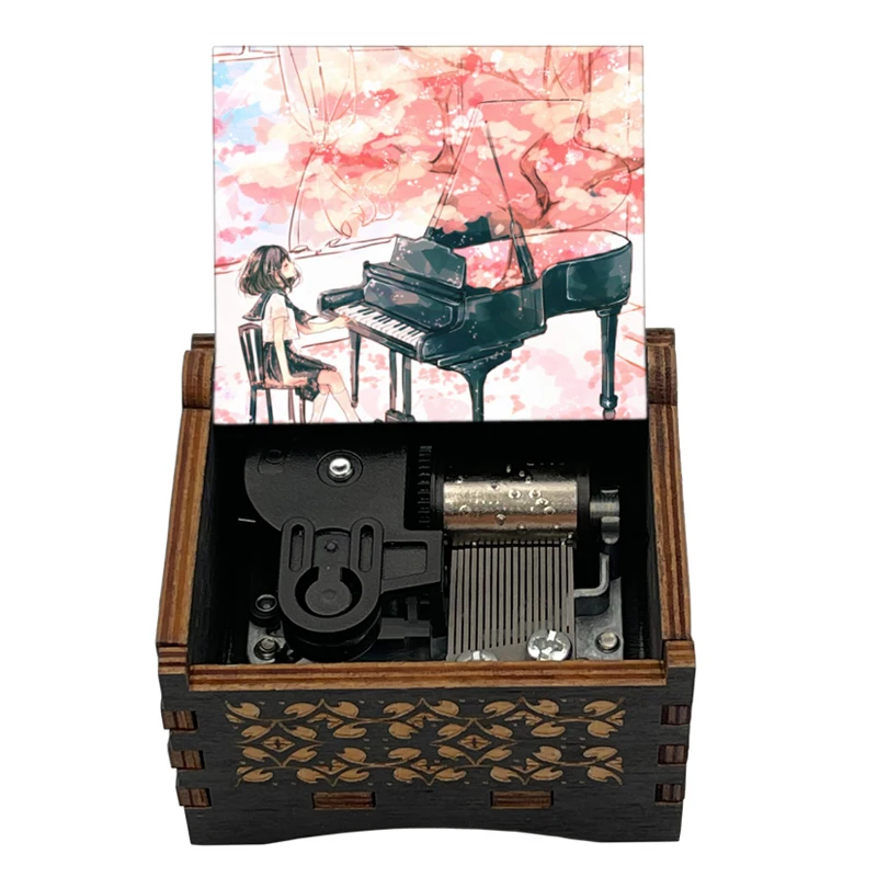 Classic Piano Music Ballade Pour Adeline Wooden Music Box 18 Note Wind Up Movement Friends Birthday Present Gifts