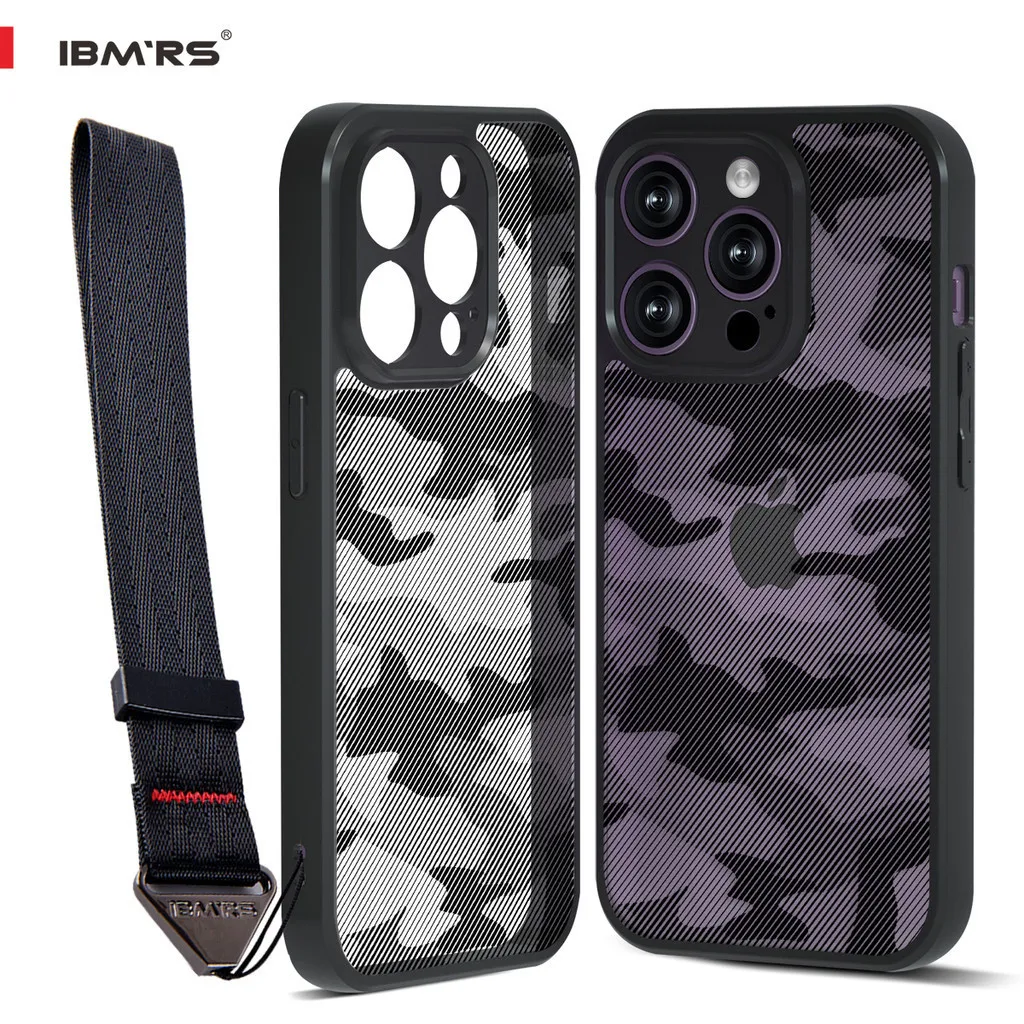 

IBMRS for Apple iPhone 14 pro 6.1 Inches Case Soft TPU Frame Transparent camo Case(Comes with wrist strap)