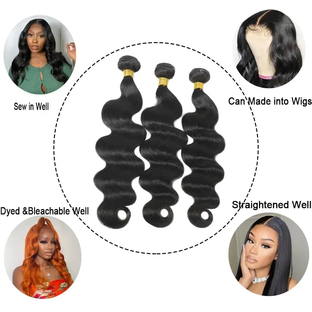 Human Hair Bundles 18 20 22 Inch Body Wave Bundles Human Hair Brazilian Hair Weave Bundles Human Hair for Women Extensions