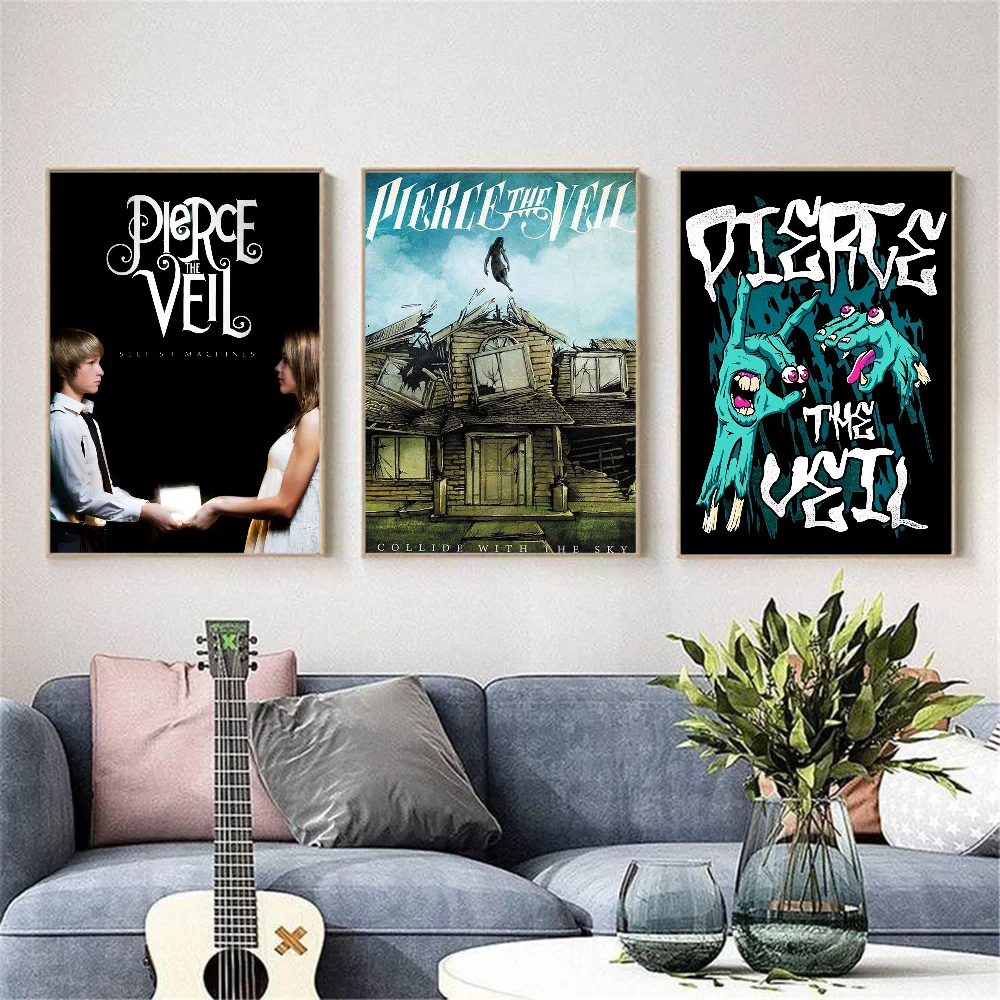 P-Pierce The Veil Band Poster HD art sticky wall waterproof home living room bedroom bar aesthetic decoration