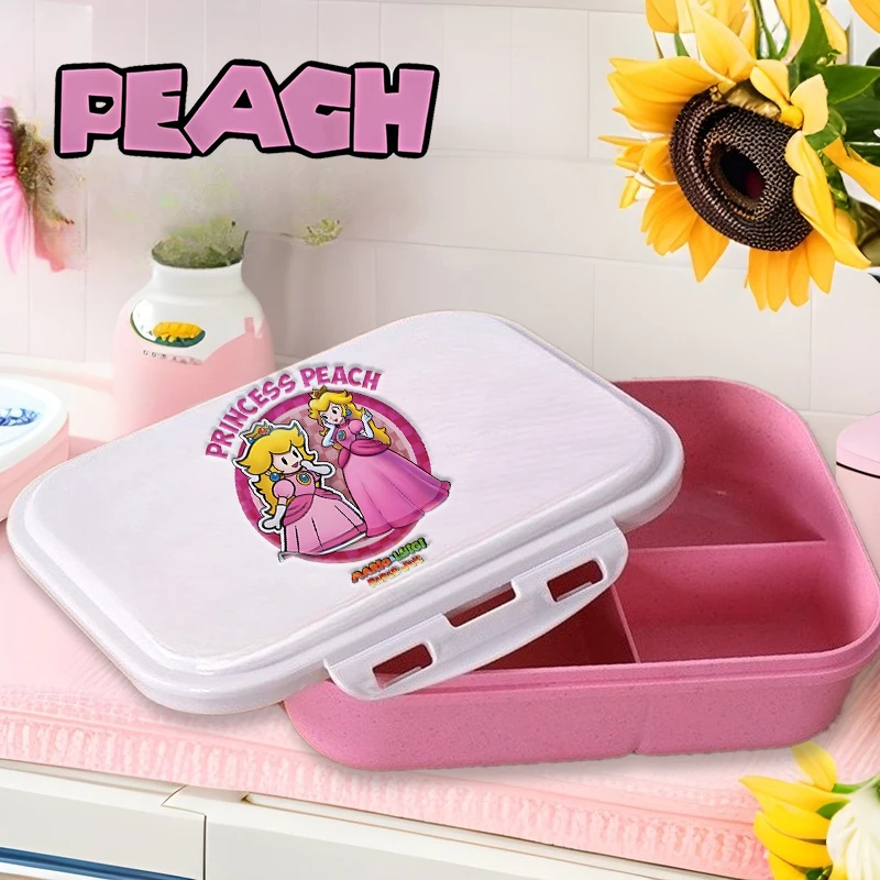 

Super Marios Girl Lunch Box Kawaii Peach Princess Portable Bento Boxs Student Hermetic Food Crisper Single Layer Capacity Gift