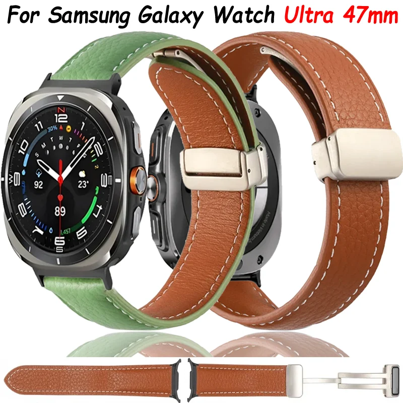 Магнитный кожаный ремешок для Samsung Galaxy Watch 8 Ultra 47 мм, спортивный удобный браслет Galaxy Watch 7 Ultra Correa, аксессуары