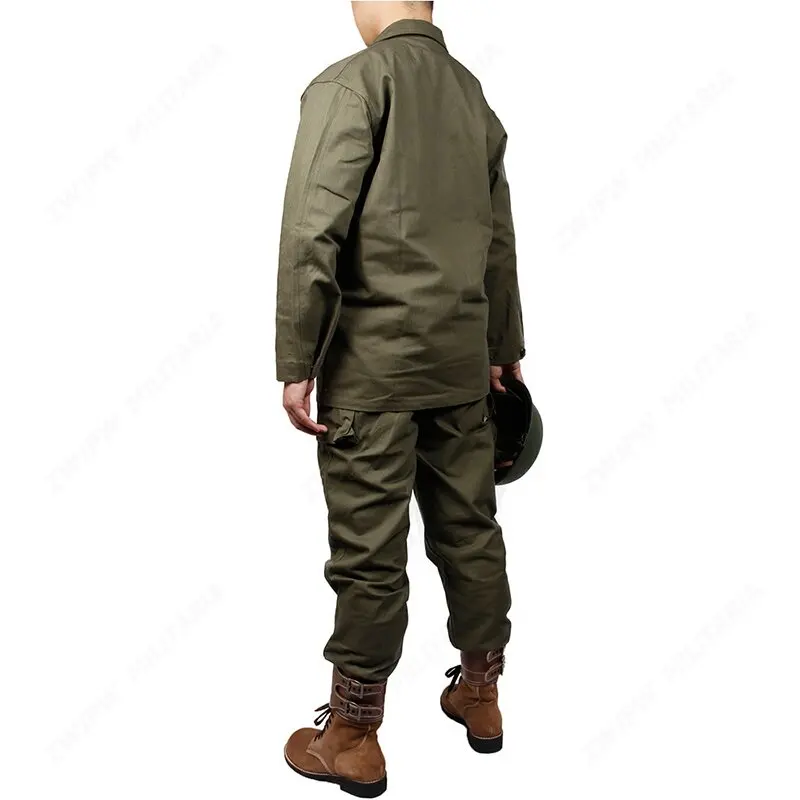 WWII US ARMY HBT VERDE UNIFORME CAMICIA GIACCA E PANTALONI PANTALONI ARMY GREEN COTTON （no shoes，no Helmet）