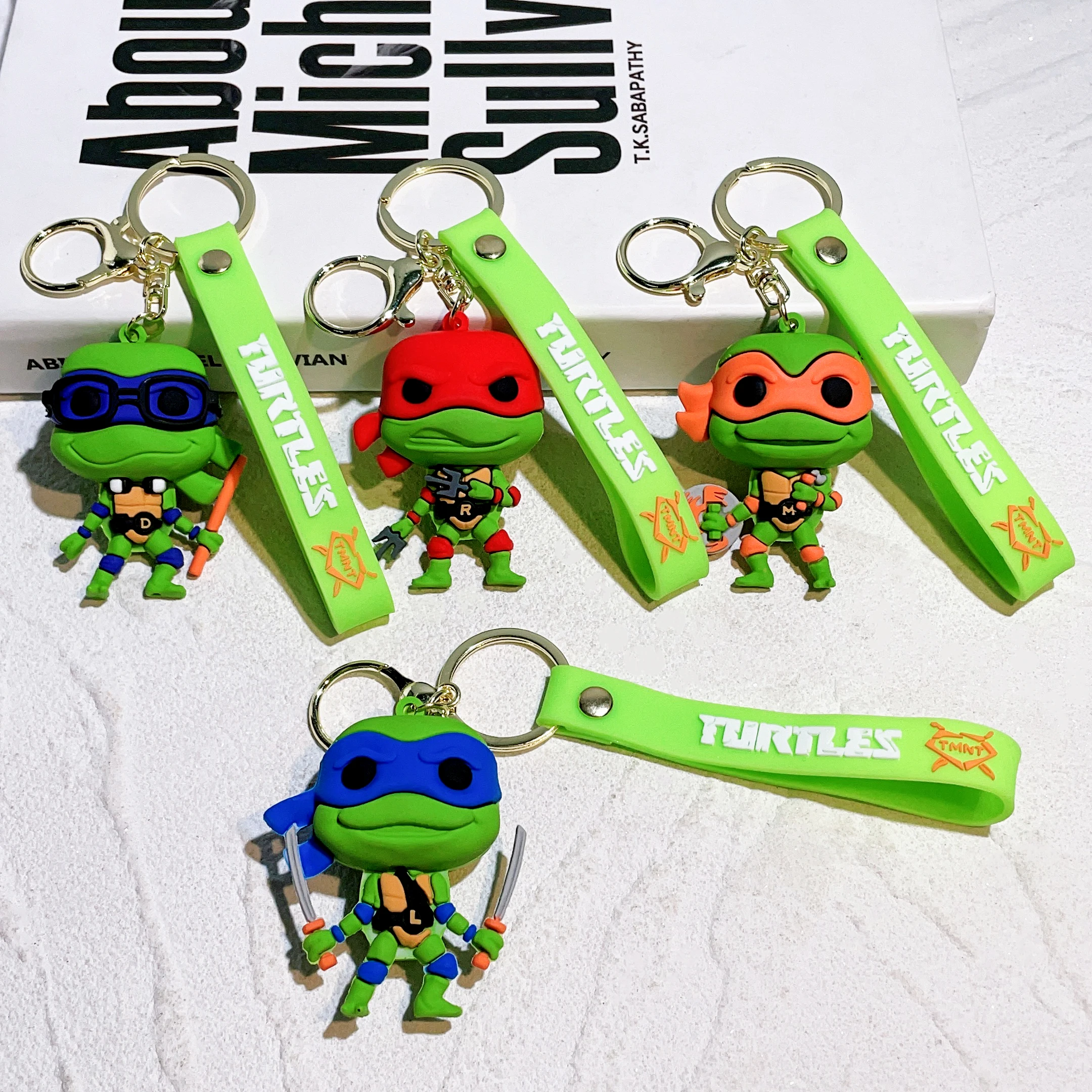 Anime Ninja Turtle Figure Keychain Teenage Mutant Ninja Turtles Raphael Donatello Doll Keyring Car Key Bag Ornament Gift