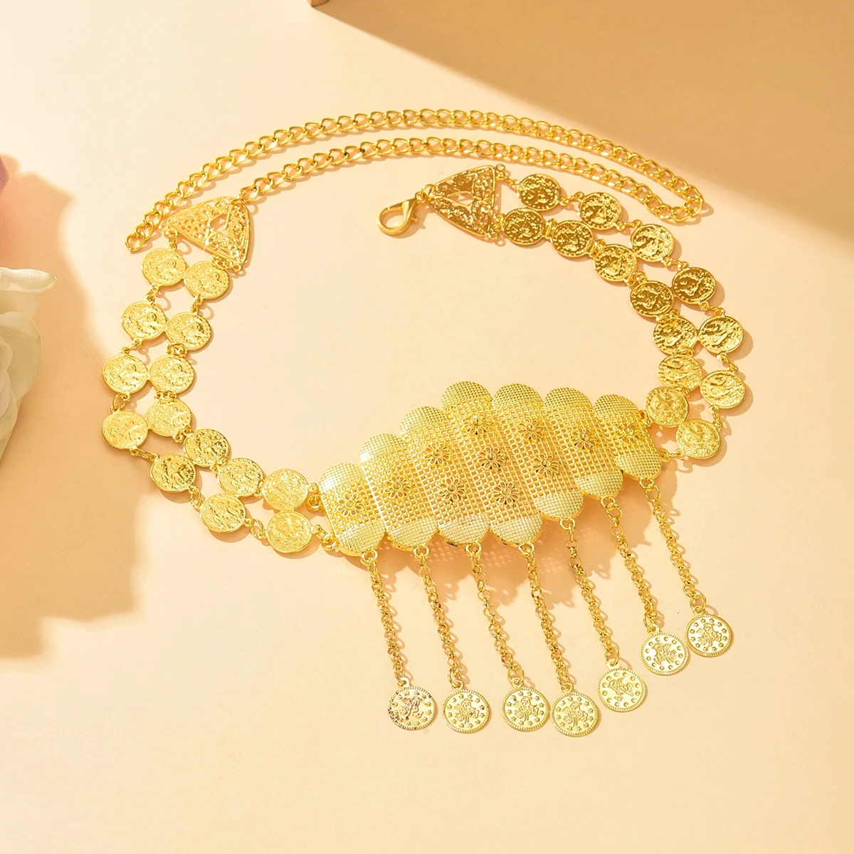 

Hollow Design For Dancing And Wearing As A Waist Chain National Style Pendant With Fringed Belt Featuring A