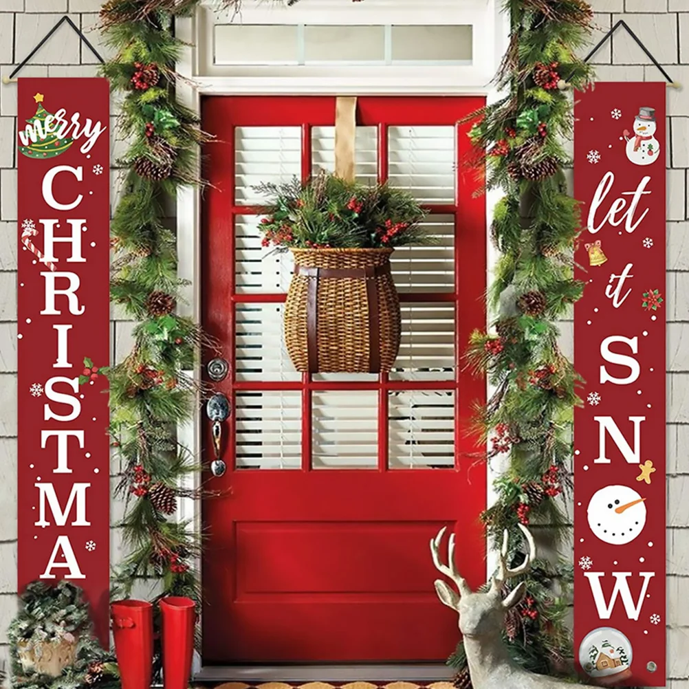 

1 Pair Christmas Decor Banner Hanging Outdoor Indoor Merry Xmas Sign Party Decoration Festive Holiday Hanging Bunting