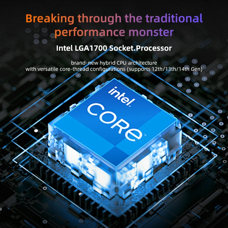 Portable desktop computer B760 chipset supports 14th generation, 13th generation, 12th generation CPU 64GB DDR5 RAM dual M.2 SAT