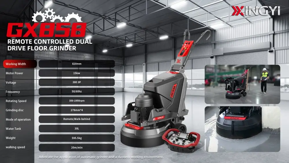 Smart 4 Heads 380V Epoxy Removal Remote Control Planetary Floor Grinder Concrete Polishing Grinding Machine