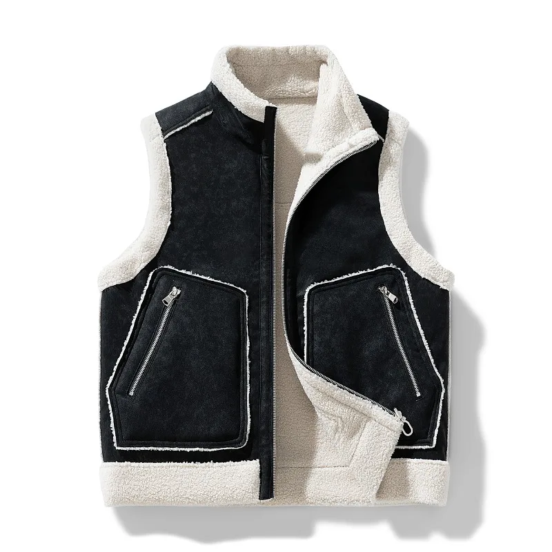 

Men's Korean style Thickened down Cotton Vest Winter Warm Outerwear Fleece Lined Casual Niche design Versatile style trend tops