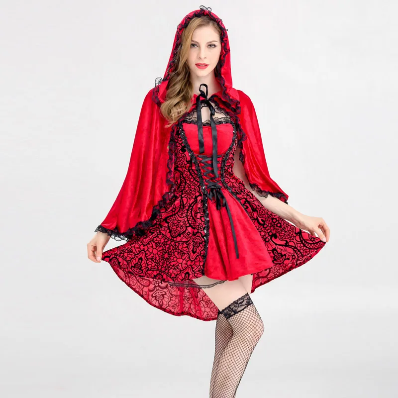 Costume de Petit Chaperon Rouge pour Femme, Robe de Barrage Cosplay, ixde Poule, Carnaval, Halloween
