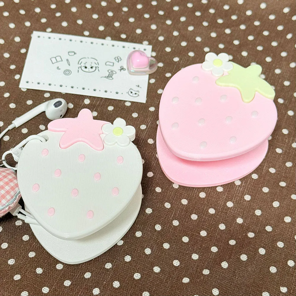 3D Printed Strawberry Cable Winder Portable Cord Organizer Protective Storage Case for Wired Earbud Headphones