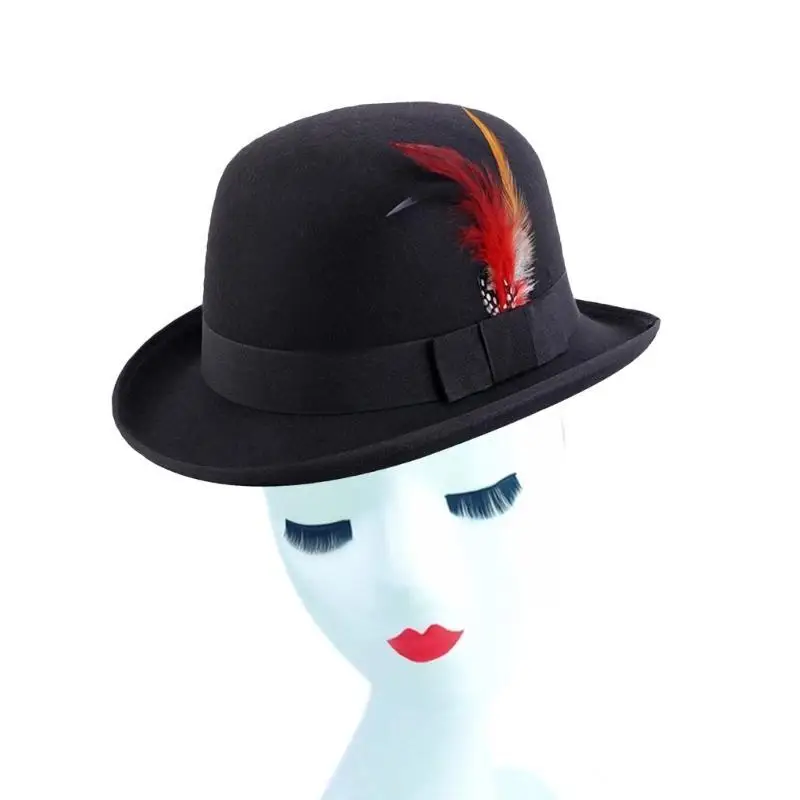 

652F Vintage Wide Brim Cowboy Hat Casual Cap Top Hat Gift for Father Uncle