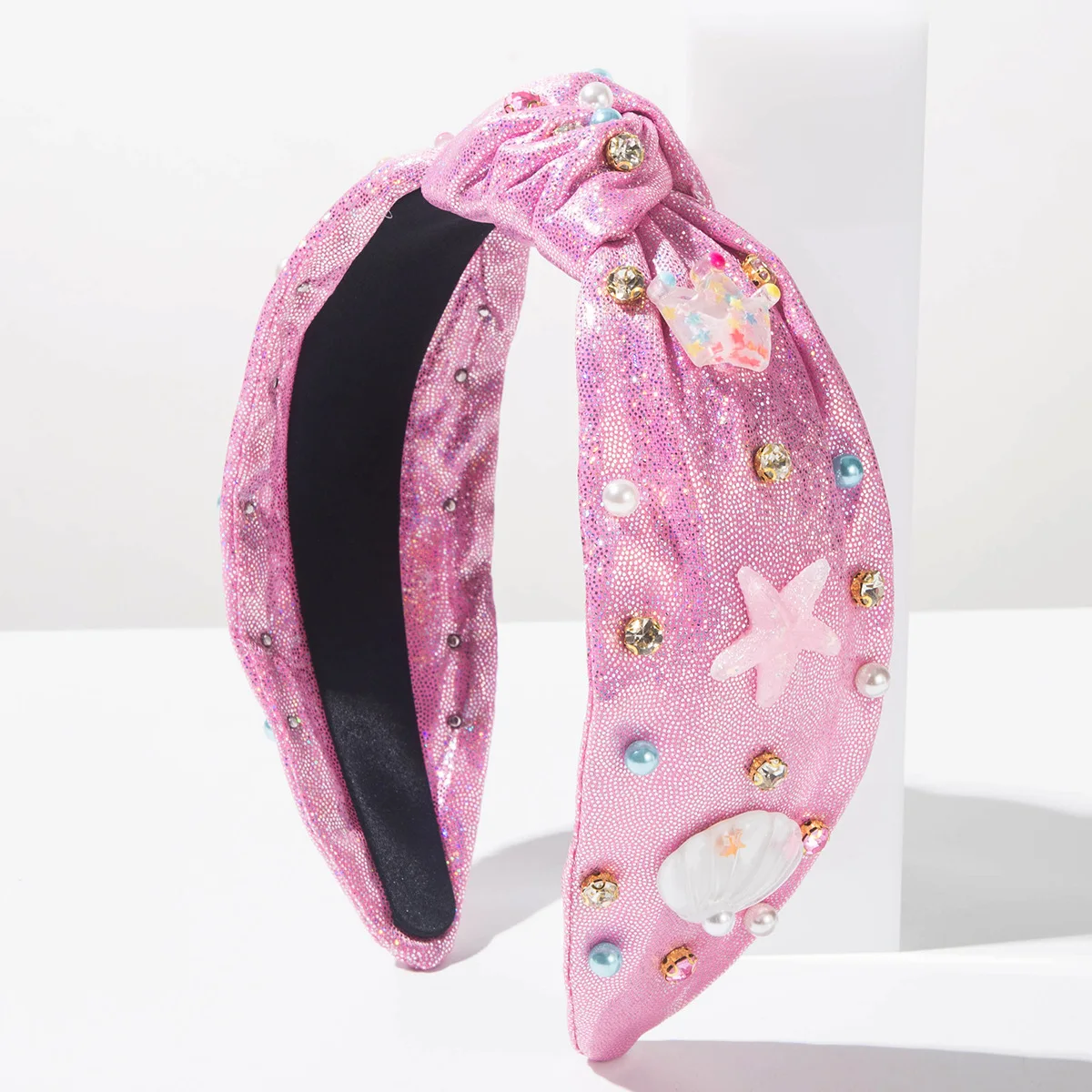 Ytterbium hair band fashionable sweet solid color knotted wide edge headband cute wind starfish shell crown accessories hair acc view 5