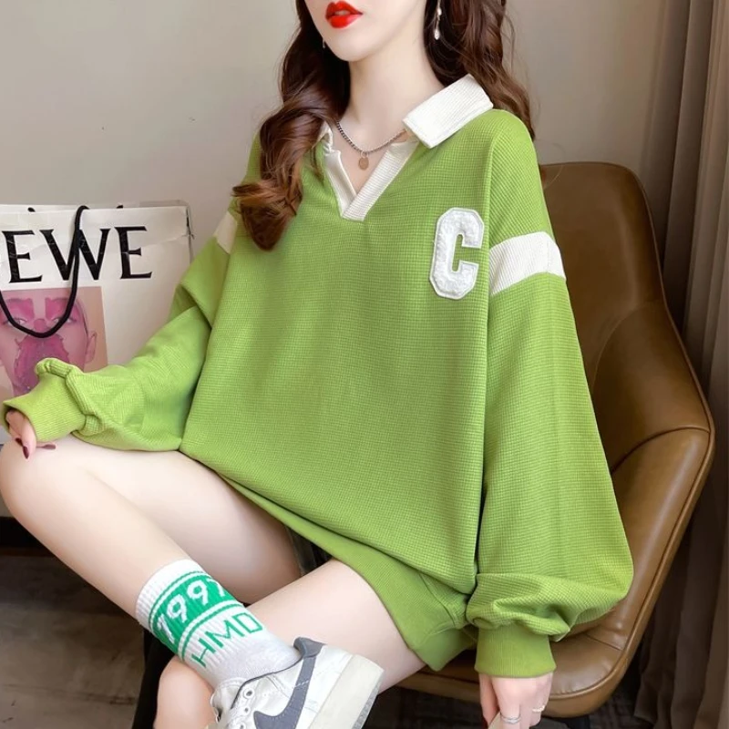 Sudaderas holgadas de manga larga para mujer, ropa Popular coreana estética de alta calidad, Jersey holgado para mujer, primavera y otoño