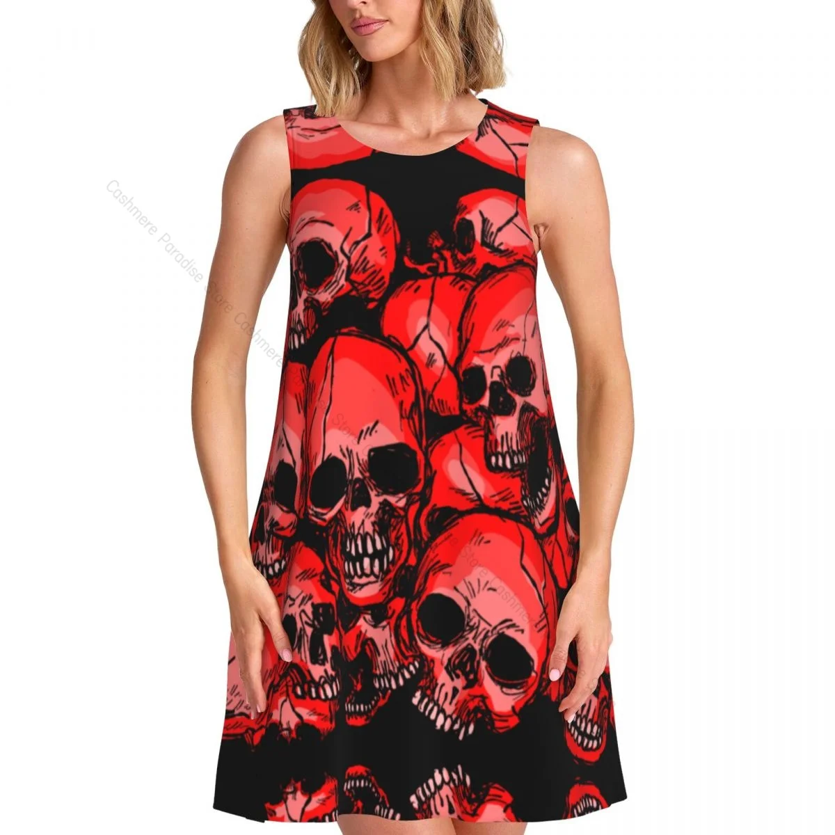 Damesjurk Schedel Zomer Casual T-shirt Jurken Strand Cover-up Tankjurk