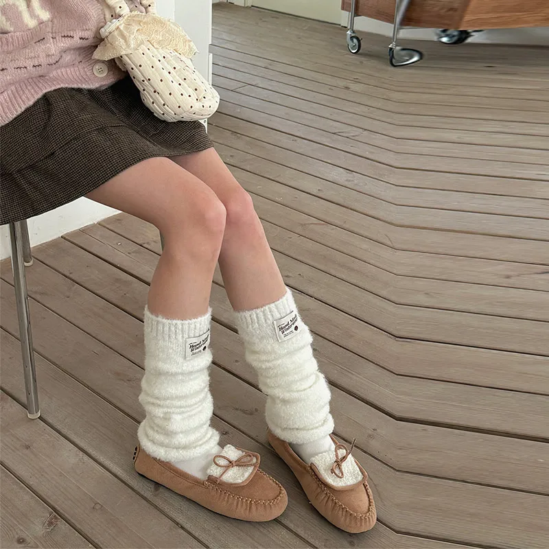 Y2k Subculture Leg Warmer New Fashion Colorful Kintted Soft Winter Warm Stockings Women Girls Plush Versatile Pile Up JK Socks