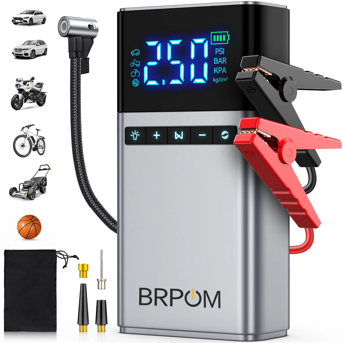 4000A Car Jump Starter (26800mAh High Capacity) – Portable Power Bank, 150PSI Tire Inflator, and Emergency Jump Starter for Cars and Motorcycles.