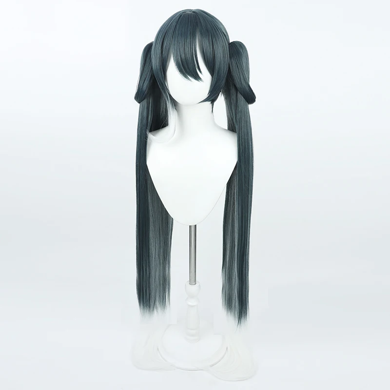 Cabelo sintético 65cm rabo de cavalo cosplay perucas anime role play longo reto cinza escuro gradiente branco cos peruca resistente ao calor