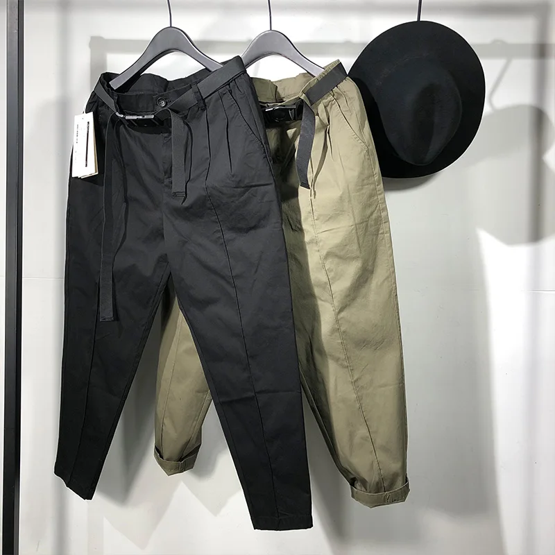 

Overalls Men's Autumn and Winter Simple Loose Harajuku Style Quick-Drying Straight Casual Cropped Pants Fashion
