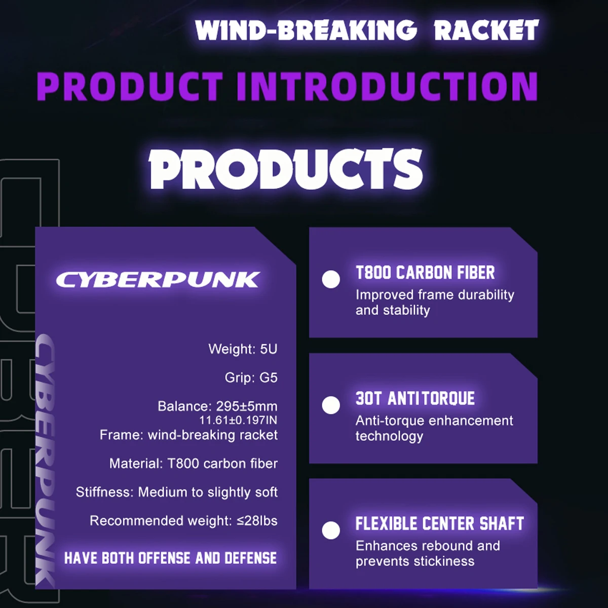 ALP 【Cyberpunk】5UUltralight Speed RacketRaket Bulu Tangkis Kecepatan Serat Karbon Penuh Maks 28lBS Original ALPSPORT