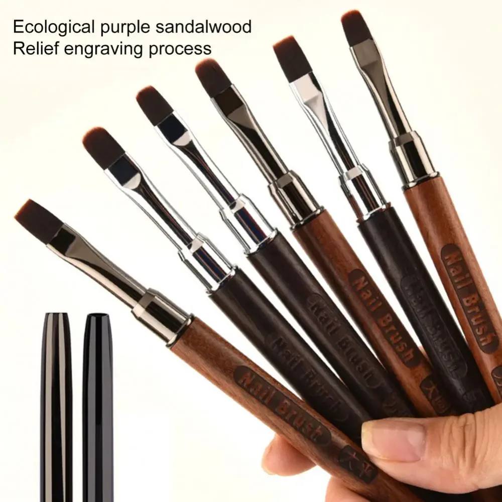 1/3Pc Wood Nail Brush Pen for Powder Removed Manicure Round Wood Handle Gel Cleaning Tools with Cover Acrylic Brush