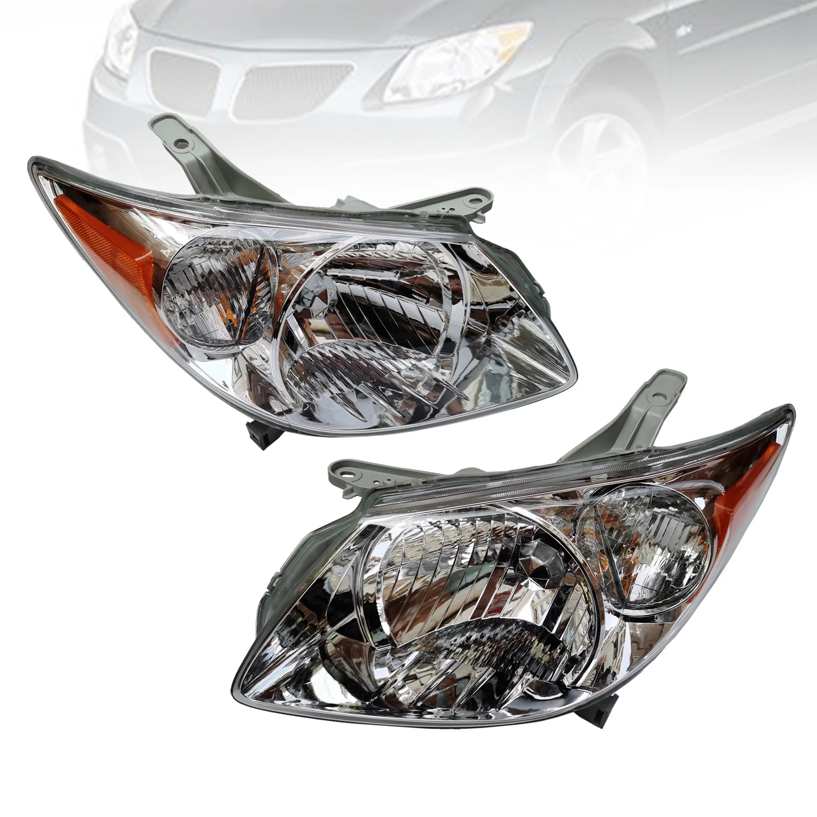 

1 Pair Car Headlights for 2005 2006 2007 2008 Pontiac Vibe Wagon Left and Right with Bulb