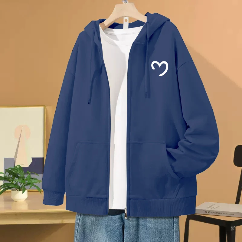 Damska bluza z kapturem na wiosnę i jesień, cienka, zapinana na zamek, w stylu amerykańskim retro, duży rozmiar, luźna, dla par, kardigan, długa, z bawełny i poliestru...