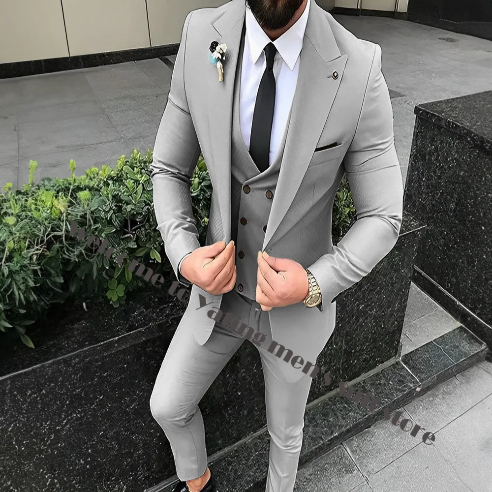 Men Suits foWedding Suit Man Blazers Shawl Lapel Slim Fit Groom Tuxedos 3 Piece  Designs Costume Homme