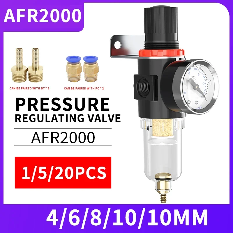 

AFR2000 Pneumatic Compressor Air Filter Treatment Unit Pressure Regulator Reducing Valve Oil Water pressure