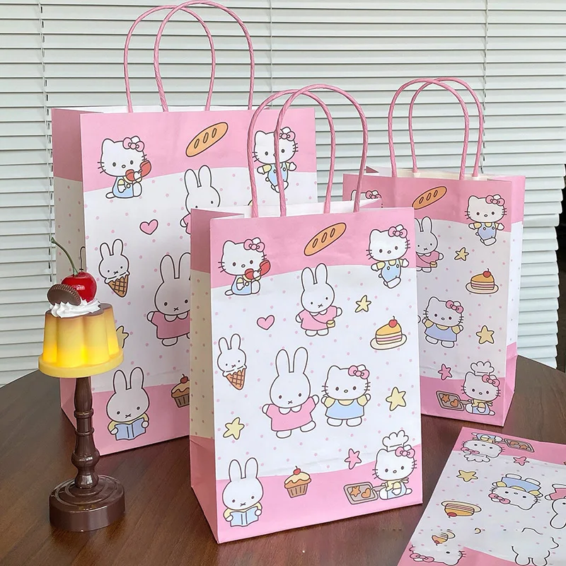 

Kawaii Cartoon Miffy Gift Bag Simple Convenient Pink Girly KT Shopping Bag Top Choice for Sending Friends Cute Surprise Gifts
